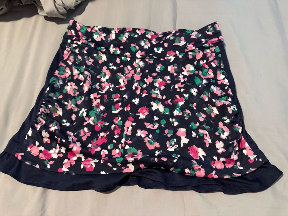 PGA Tour Women's Floral Print Ruffle Bottom Golf Skort Size Large
